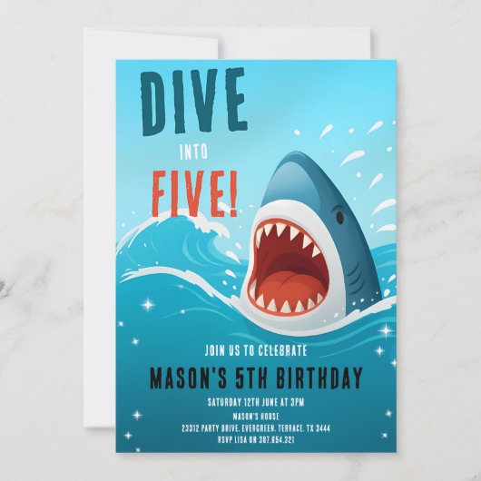 Invitation Plongée de requin pour les 5 ans (Devant)