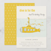 Invitation Plongée Sous-Marine Jaune À Tout Âge Anniversaire (Devant / Derrière)