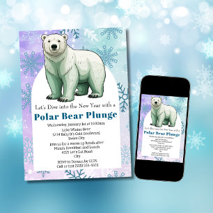 Invitation Plongeon moderne de l'ours polaire Fête du Nouvel