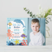 Invitation Plongeons dans les 5 Océan Dauphin Pieuvre Mer Pho (Debout devant)