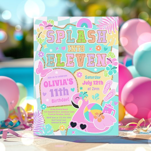 Invitation Plongeons dans onze ans Fille Préparée Fête d'anni