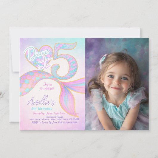 Invitation Plonger dans cinq sirènes Anniversaire (Devant)