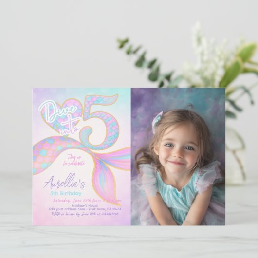 Invitation Plonger dans cinq sirènes Anniversaire (Debout devant)