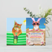 Invitation Plongeur de chat avec masque et tuba (Debout devant)