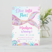 Invitation Plongez dans cinq 5 Ans Mermaid Invitation, Me (Debout devant)