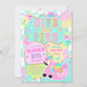 Invitation Plongez dans cinq ans de fête d'anniversaire de fi (Devant)