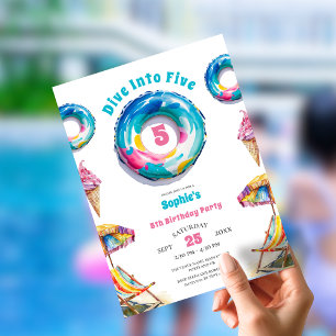 Invitation Plongez dans cinq ans Fête d'anniversaire d'été