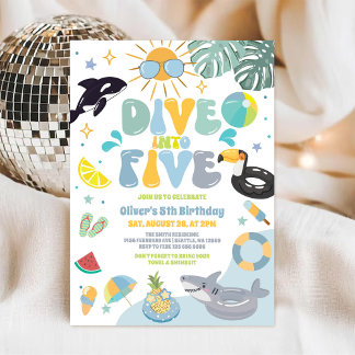 Invitation Plongez dans cinq fête au bord de la piscine d'été