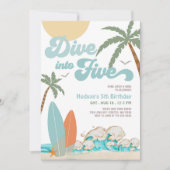 Invitation Plongez dans cinq fête d'anniversaire de garçon de (Devant)