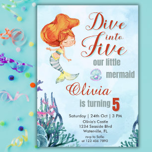 Invitation Plongez dans cinq filles de sirènes orange 5e anni