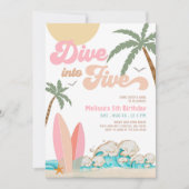 Invitation Plongez dans cinq filles surf 5e fête d'anniversai (Devant)