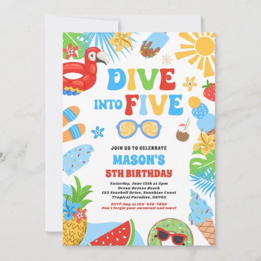 Invitation Plongez dans Cinq Plage Tropicale 5e fête d'annive (Devant)