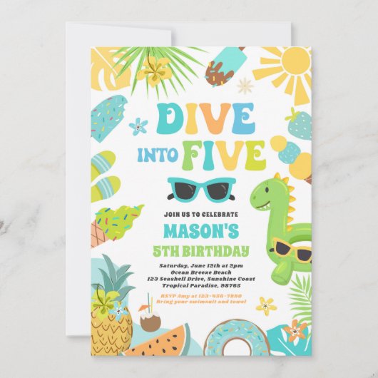 Invitation Plongez dans Cinq Plage Tropicale 5e fête d'annive (Devant)