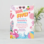 Invitation Plongez dans cinq Retro 5ème piscine fête d'annive (Debout devant)