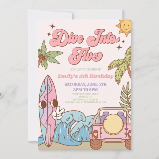 Invitation Plongez dans cinq Retro Super 5e fête d'anniversai (Devant)