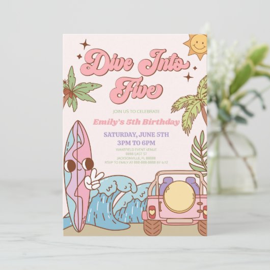 Invitation Plongez dans cinq Retro Super 5e fête d'anniversai (Debout devant)