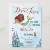 Invitation Plongez dans cinq sirènes Brown 5e fille anniversa (Devant)