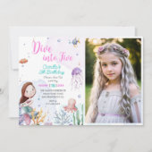 Invitation Plongez dans cinq sirènes fille 5e anniversaire Ph (Devant)