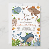 Invitation Plongez dans cinq sous la mer Fête d'anniversaire  (Devant)