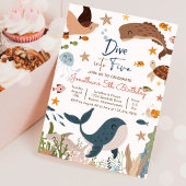 Invitation Plongez dans cinq sous la mer Fête d'anniversaire 