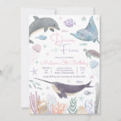 Invitation Plongez Dans Cinq Sous Le Dauphin De Mer Anniversa (Devant)