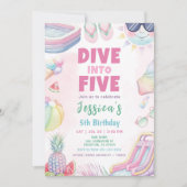 Invitation Plongez dans cinq - Summer Girl 5th Birthday Party (Devant)