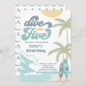 Invitation Plongez dans cinq Surf rétro 5e fête d'anniversair (Devant / Derrière)