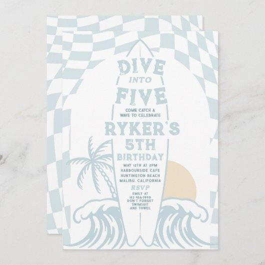 Invitation Plongez dans cinq Surfs modernes Surfboard 5e anni (Devant / Derrière)