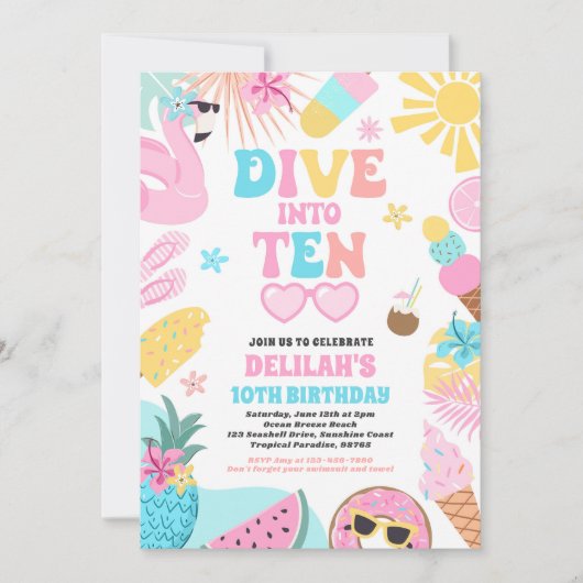 Invitation Plongez dans dix Tropical Beach 10e anniversaire f (Devant)