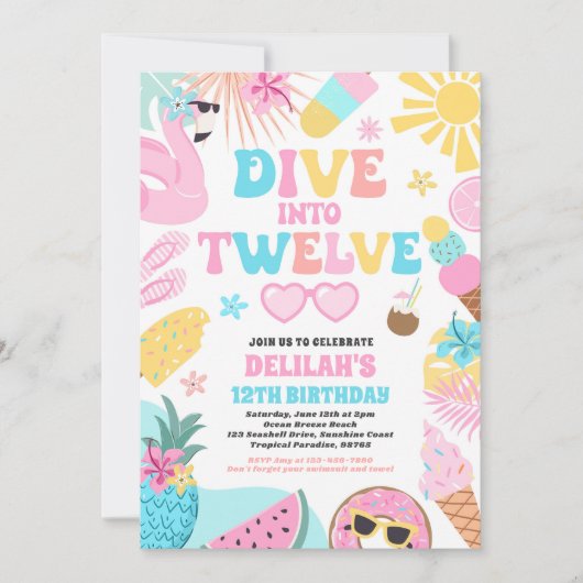 Invitation Plongez Dans Douze Plage Tropicale 12e Anniversair (Devant)