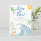 Invitation Plongez dans Five Beach Surf Blue Fête d'anniversa (Debout devant)