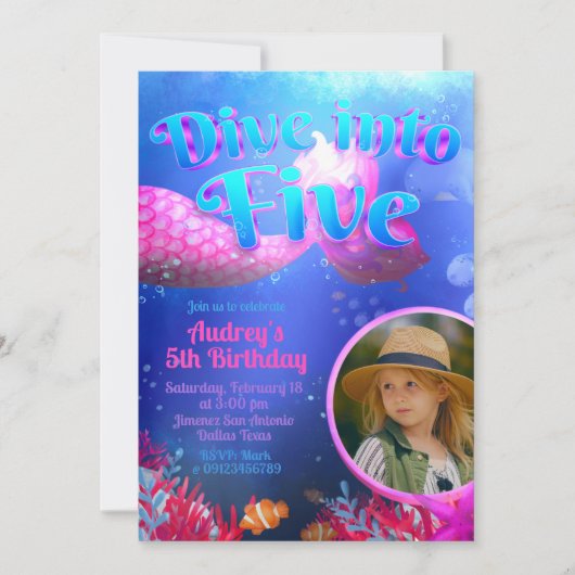 Invitation Plongez dans Five - Sirène avec photo  (Devant)