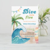 Invitation Plongez dans Five Surf board Beach 5e fête d'anniv (Debout devant)