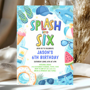 Invitation Plongez dans la fête d'anniversaire de six ans à l
