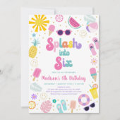 Invitation Plongez dans la fête de la piscine de six filles A (Devant)