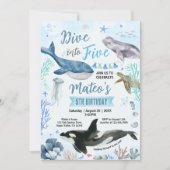 Invitation Plongez dans l'anniversaire Five 5th avec aquarell (Devant)