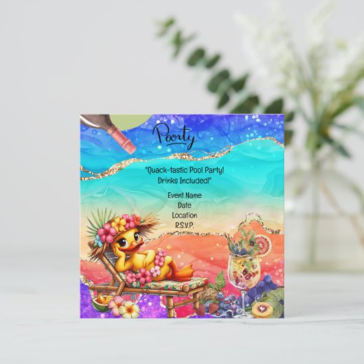 Invitation "Plongez dans le plaisir : Duck Pool Party avec de (Debout devant)