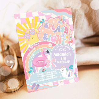 Invitation Plongez dans le soleil arc-en-ciel de huit ans 8e