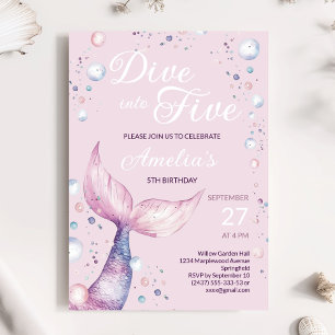 Invitation Plongez dans l'invitation d'anniversaire de cinq f