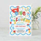Invitation Plongez dans quatre ans d'anniversaire de fête au (Debout devant)