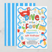 Invitation Plongez dans quatre ans d'anniversaire de fête au (Devant / Derrière)