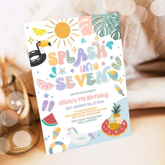 Invitation Plongez dans Sept Fête de Piscine Été 7e Anniversa