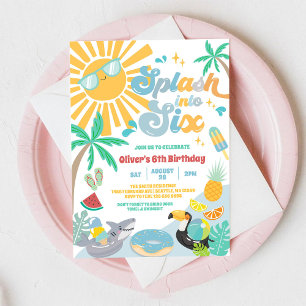 Invitation Plongez dans six étés funky plage 6e anniversaire 