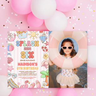 Invitation Plongez dans Six Photo d'anniversaire de plage tro
