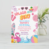 Invitation Plongez dans six Retro 6ème piscine fête d'anniver (Debout devant)