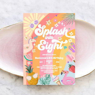 Invitation Plongez dans un huit anniversaire soleil arc-en-ci