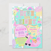 Invitation Plongez dans une fête d'anniversaire de fille prép (Devant)