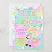 Invitation Plongez dans une fête d'anniversaire de fille prép (Devant)