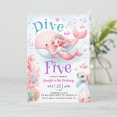 Invitation Plongez En Cinq ! Fille Sirène rose 5e anniversair (Debout devant)