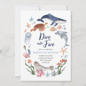 Invitation Plongez en cinq sous la mer Nautique 5e anniversai (Devant)